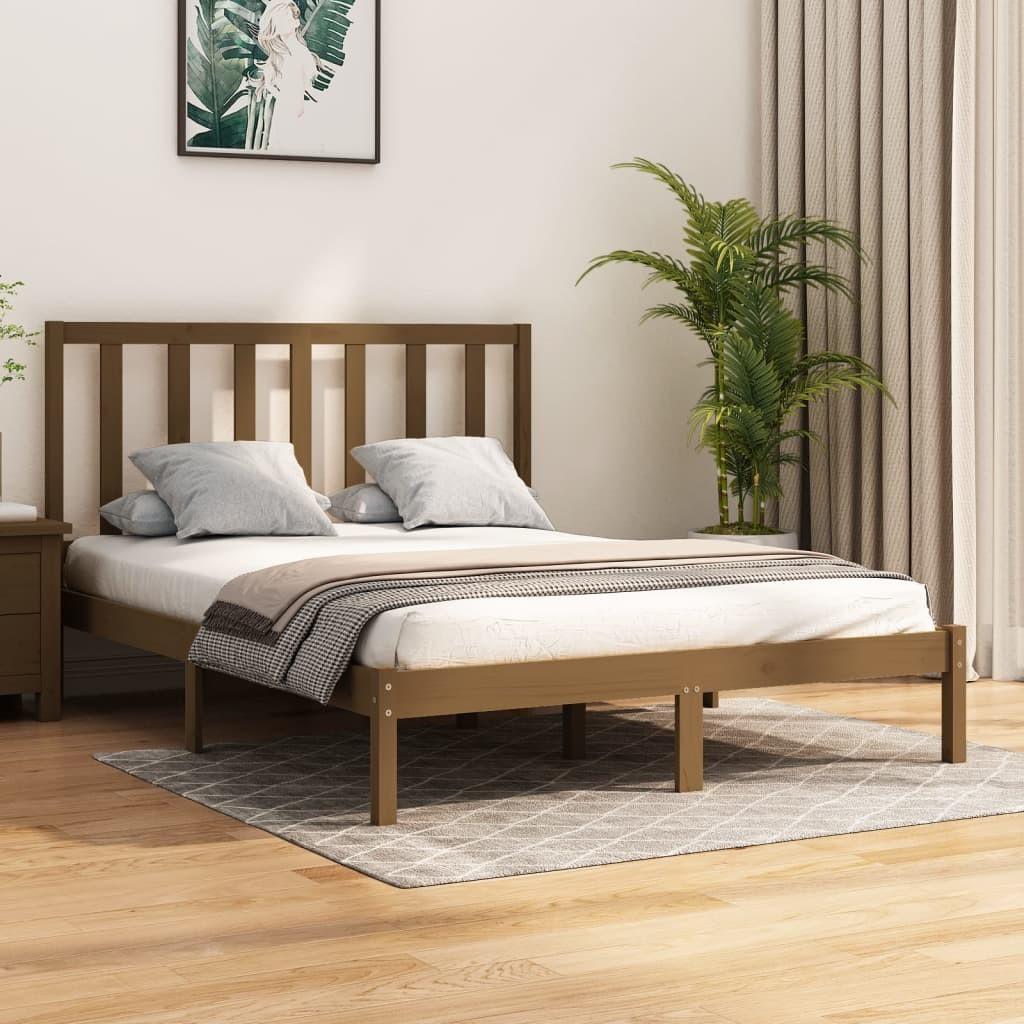 Sengeramme 120x190 cm Small Double massivt træ gyldenbrun