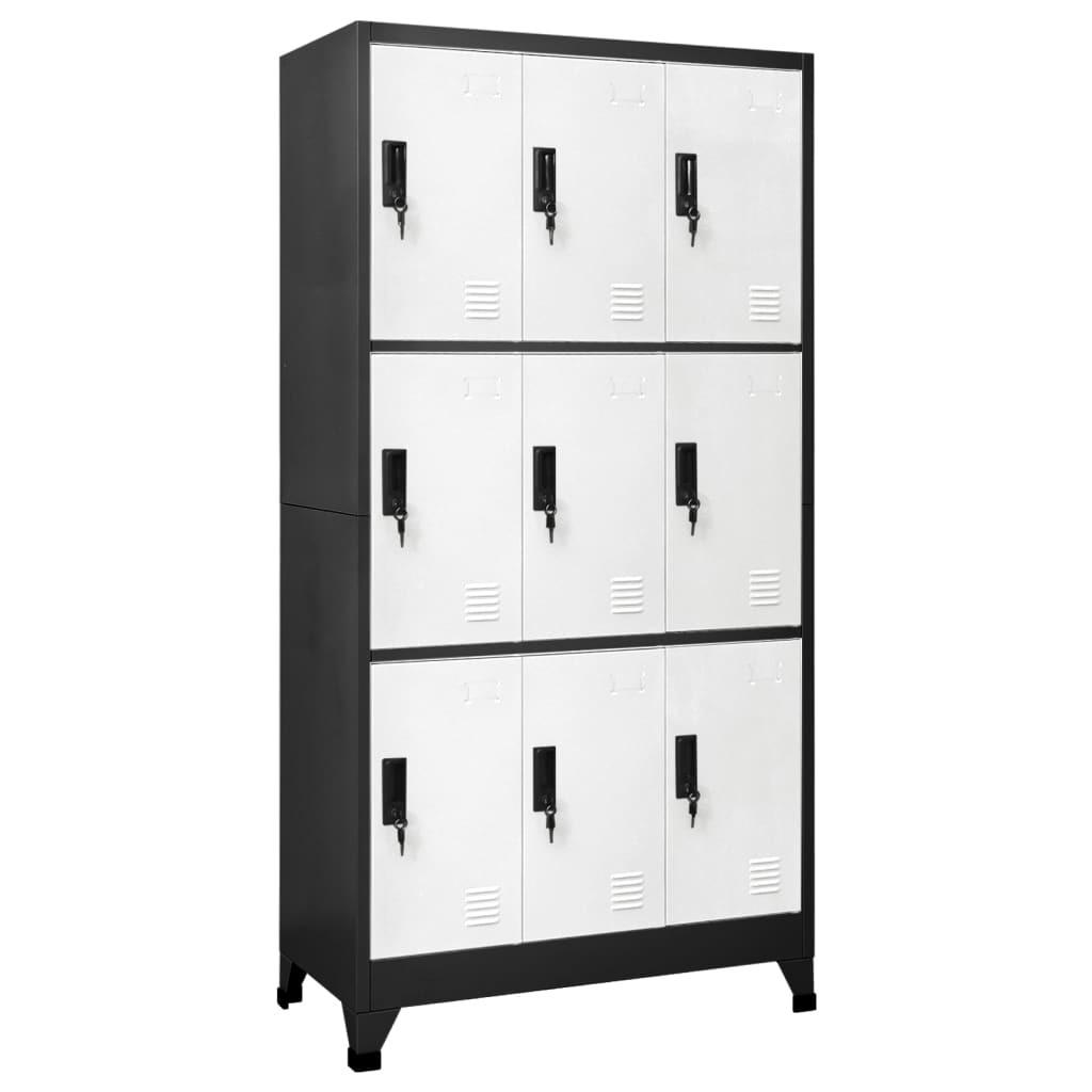 Skab 90x45x180 cm stål antracitgrå og hvid