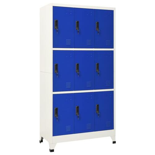 Skab 90x45x180 cm stål grå og blå