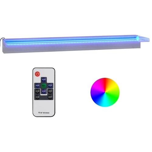 Vandfald med LED'er og RGB-farver 90 cm rustfrit stål