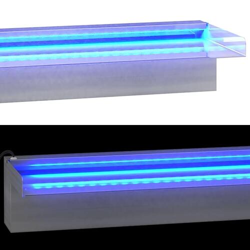 Vandfald med LED'er og RGB-farver 90 cm rustfrit stål