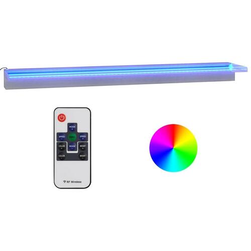 Vandfald med LED'er og RGB-farver 108 cm rustfrit stål