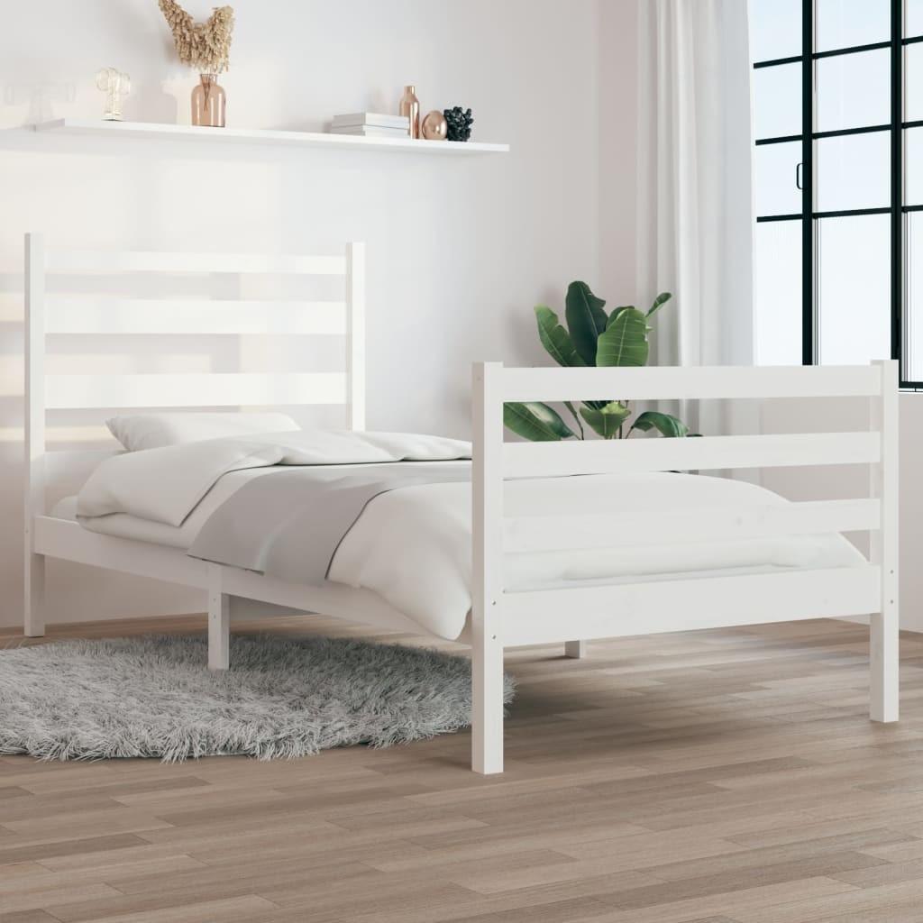 Sengeramme 100x200 cm massivt fyrretræ hvid