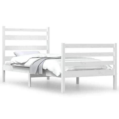 Sengeramme 100x200 cm massivt fyrretræ hvid