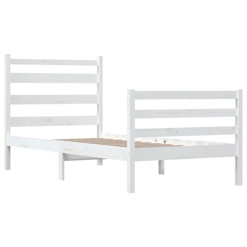 Sengeramme 100x200 cm massivt fyrretræ hvid