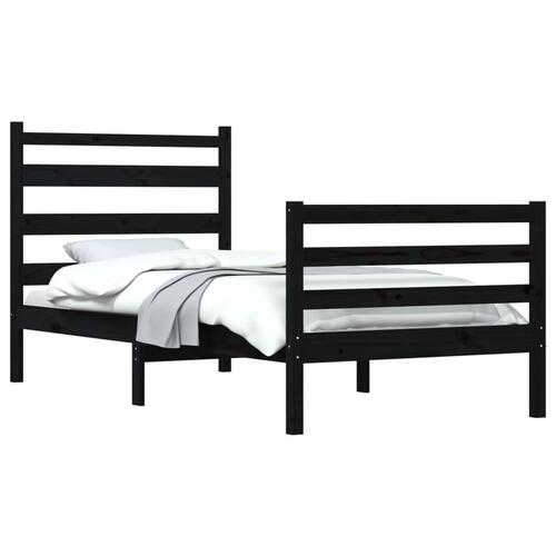 Sengeramme 100x200 cm massivt fyrretræ sort