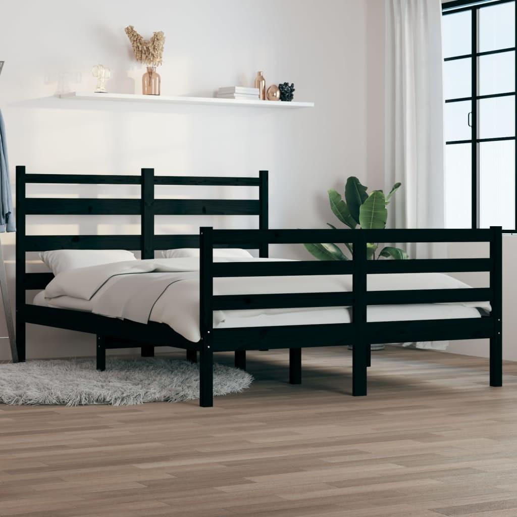 Sengeramme 120x200 cm massivt fyrretræ sort