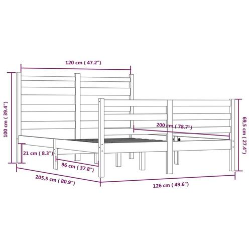 Sengeramme 120x200 cm massivt fyrretræ sort