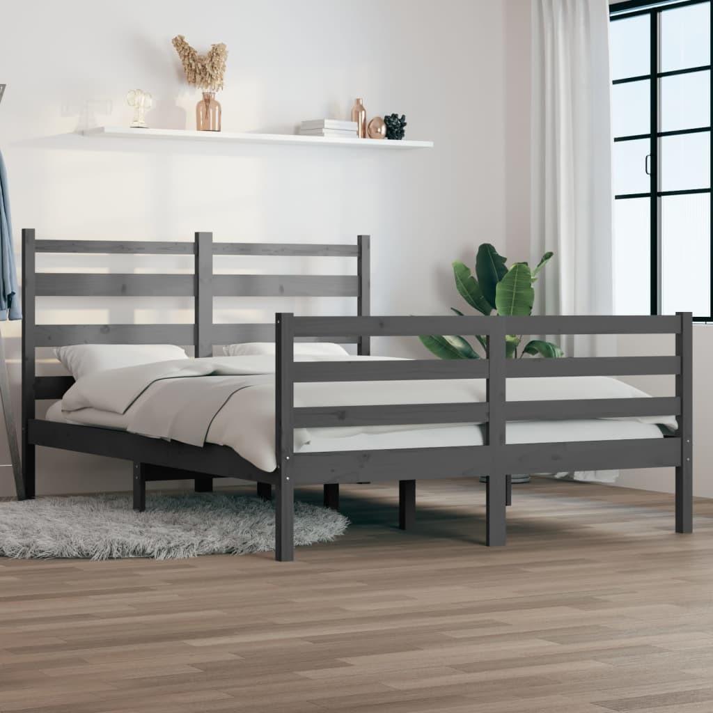 Sengeramme 140x200 cm massivt fyrretræ grå