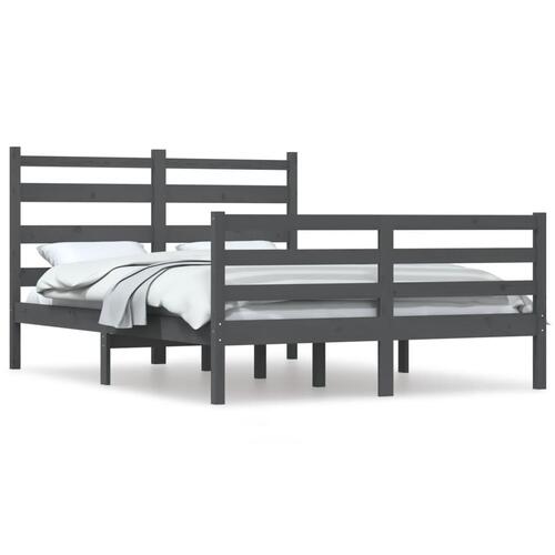 Sengeramme 140x200 cm massivt fyrretræ grå