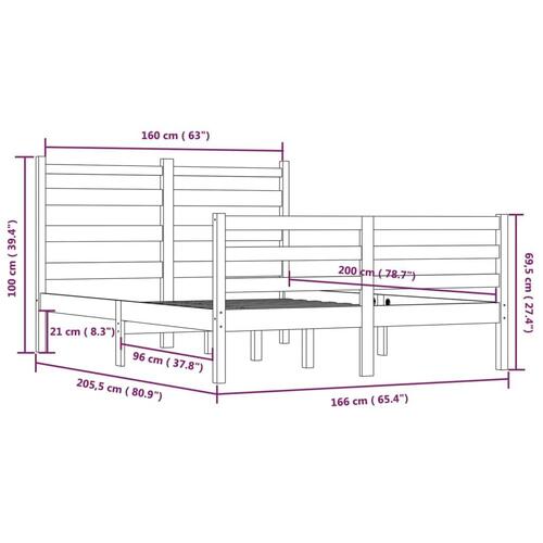 Sengeramme 160x200 cm massivt fyrretræ