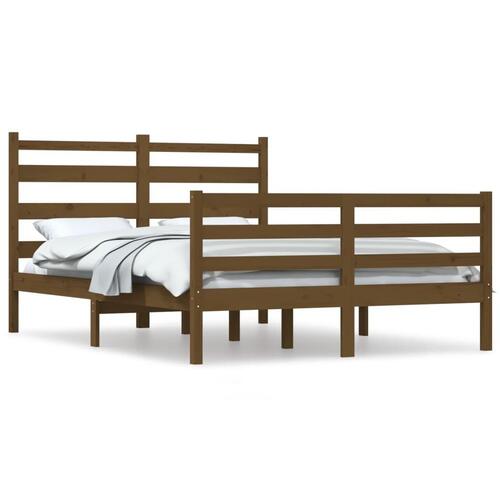 Sengeramme 160x200 cm massivt fyrretræ gyldenbrun