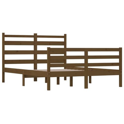 Sengeramme 160x200 cm massivt fyrretræ gyldenbrun
