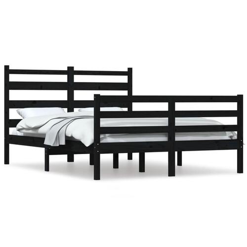 Sengeramme 160x200 cm massivt fyrretræ sort