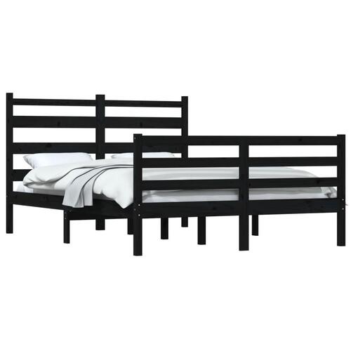 Sengeramme 160x200 cm massivt fyrretræ sort