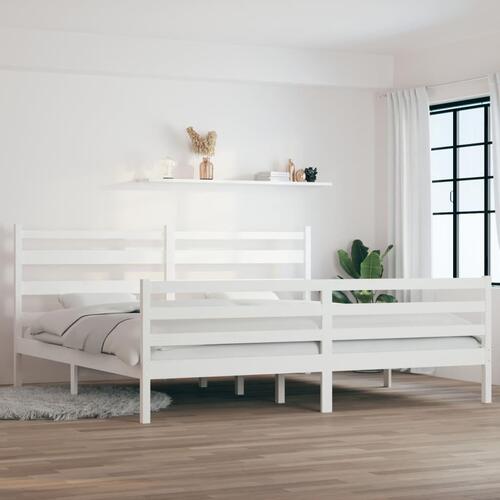 Sengeramme 200x200 cm massivt fyrretræ hvid