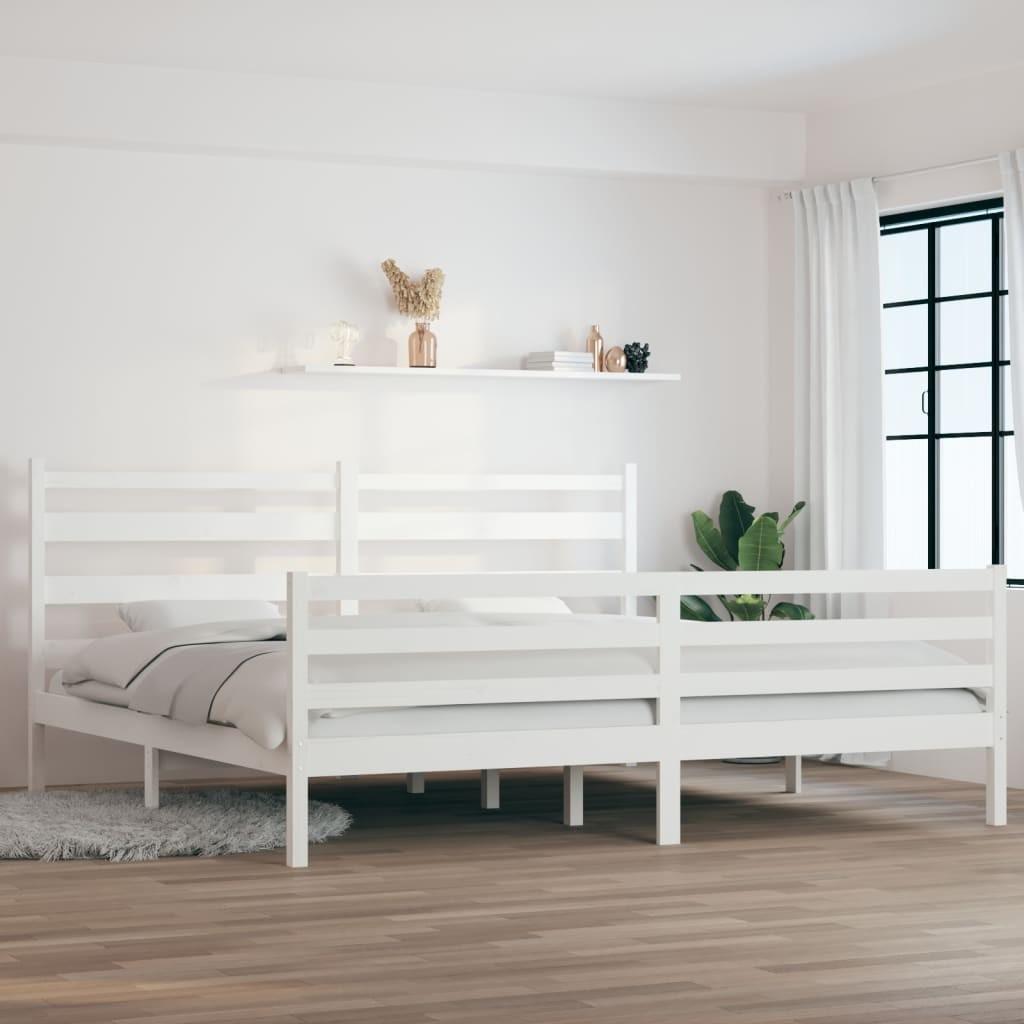 Sengeramme 200x200 cm massivt fyrretræ hvid