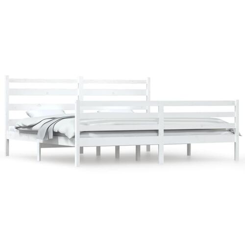 Sengeramme 200x200 cm massivt fyrretræ hvid