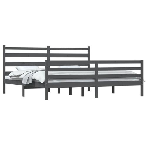 Sengeramme 200x200 cm massivt fyrretræ grå