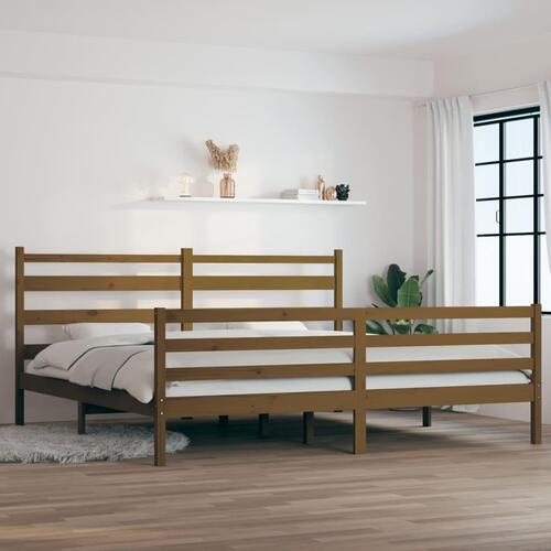 Sengeramme 200x200 cm massivt fyrretræ gyldenbrun