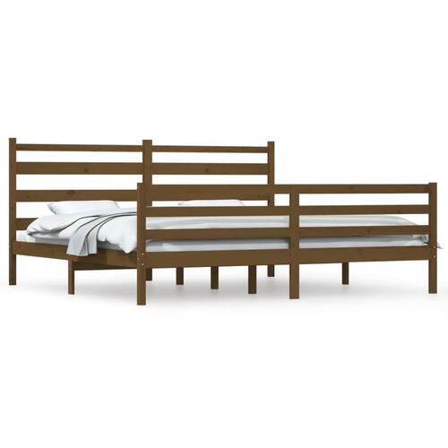Sengeramme 200x200 cm massivt fyrretræ gyldenbrun