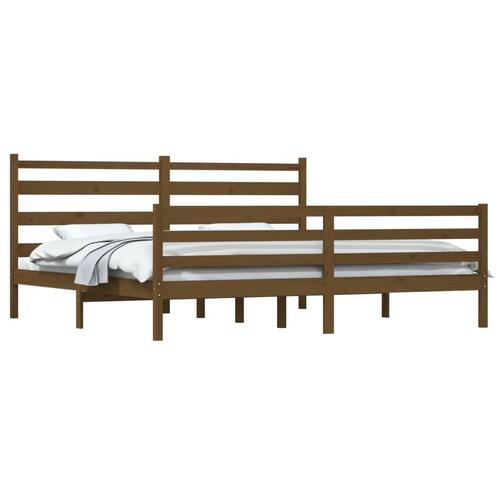 Sengeramme 200x200 cm massivt fyrretræ gyldenbrun