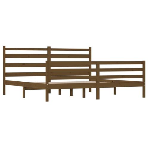 Sengeramme 200x200 cm massivt fyrretræ gyldenbrun