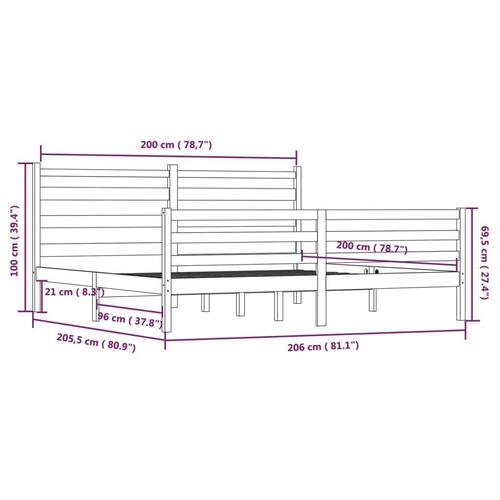 Sengeramme 200x200 cm massivt fyrretræ gyldenbrun