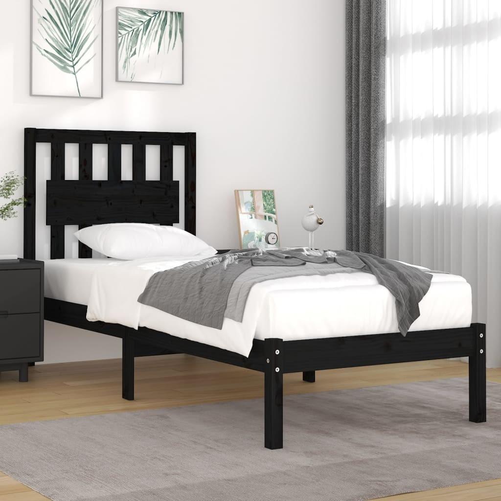 Sengeramme 75x190 cm Small Single massivt fyrretræ sort