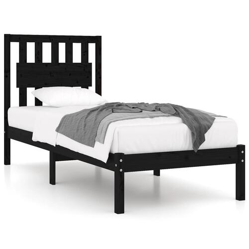 Sengeramme 75x190 cm Small Single massivt fyrretræ sort