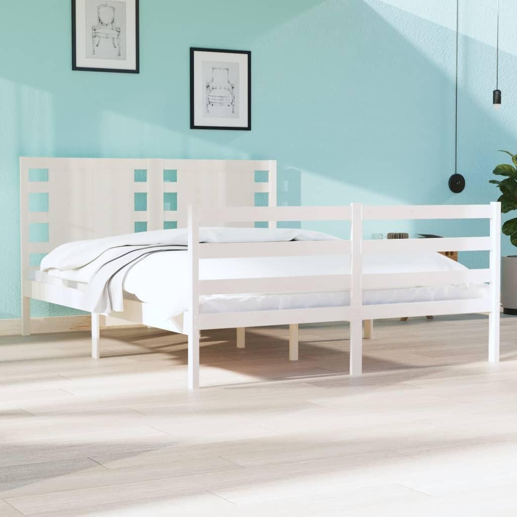 Sengeramme uden madras 140x200 cm massivt fyrretræ hvid