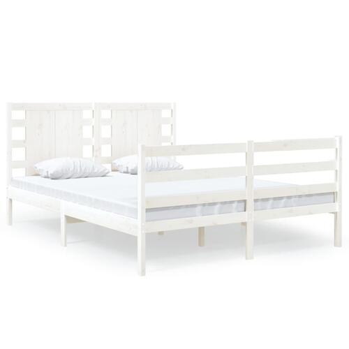 Sengeramme uden madras 140x200 cm massivt fyrretræ hvid