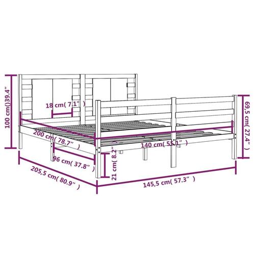 Sengeramme uden madras 140x200 cm massivt fyrretræ hvid