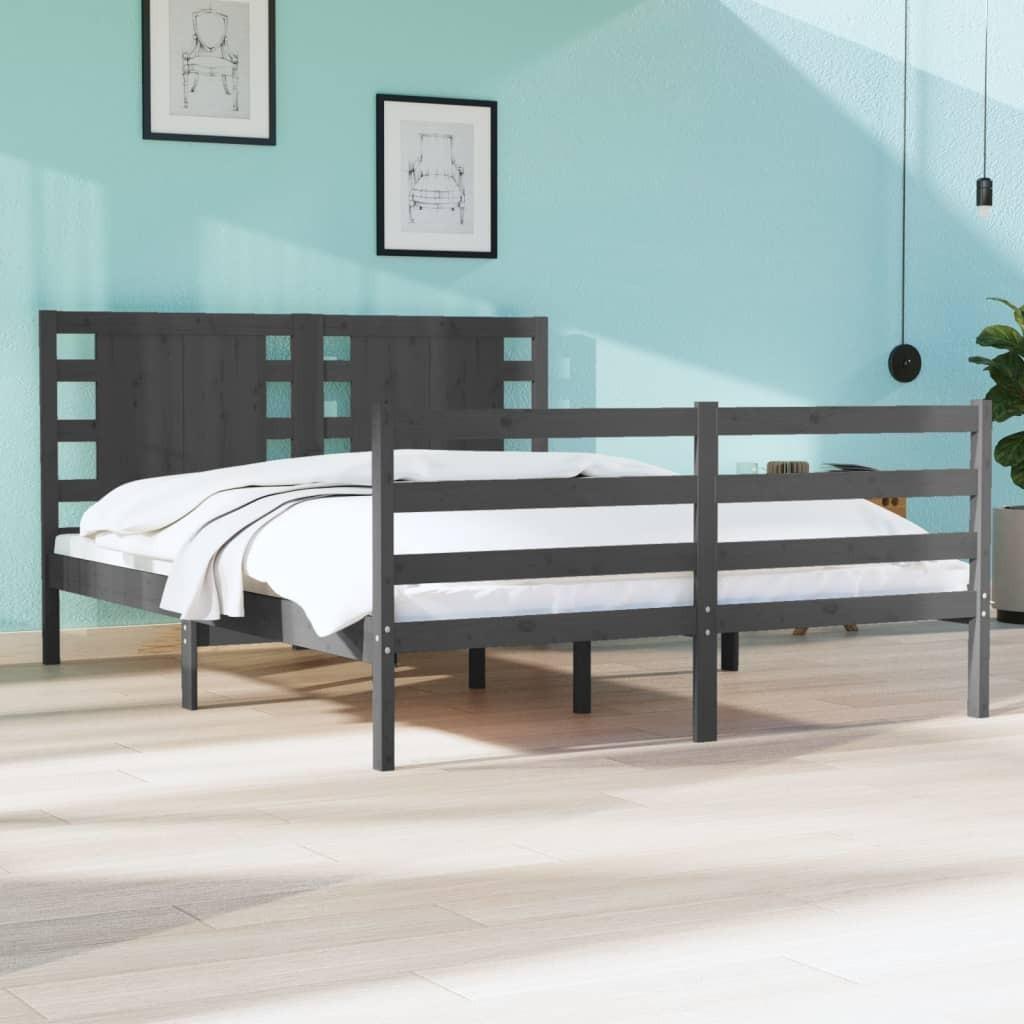Sengeramme 140x200 cm massivt fyrretræ grå