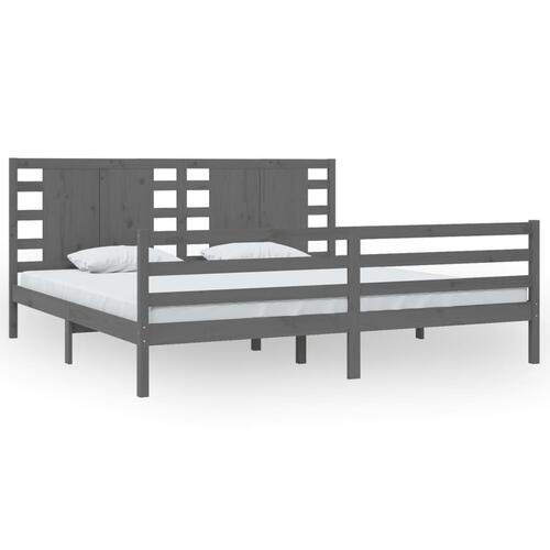 Sengeramme 200x200 cm massivt fyrretræ grå