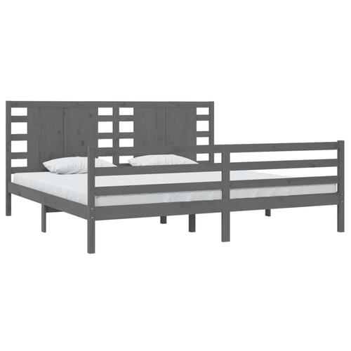 Sengeramme 200x200 cm massivt fyrretræ grå