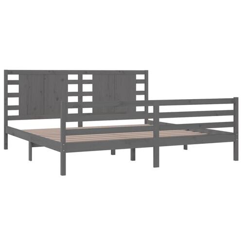 Sengeramme 200x200 cm massivt fyrretræ grå