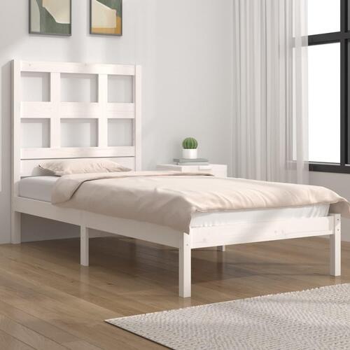 Sengeramme uden madras 75x190 cm massivt fyrretræ hvid
