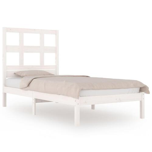 Sengeramme uden madras 75x190 cm massivt fyrretræ hvid
