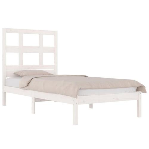 Sengeramme uden madras 75x190 cm massivt fyrretræ hvid