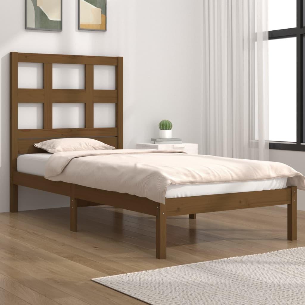 Sengeramme 75x190 cm Small Single massivt træ gyldenbrun