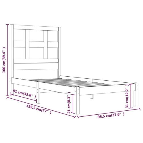 Sengeramme uden madras 90x190 cm massivt fyrretræ