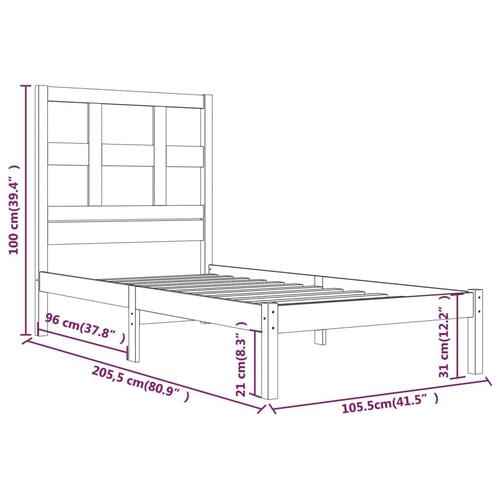 Sengeramme 100x200 cm massivt fyrretræ gyldenbrun