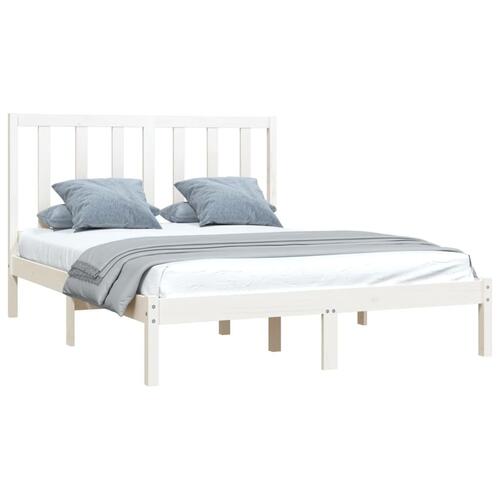 Sengeramme 140x190 cm massivt fyrretræ hvid