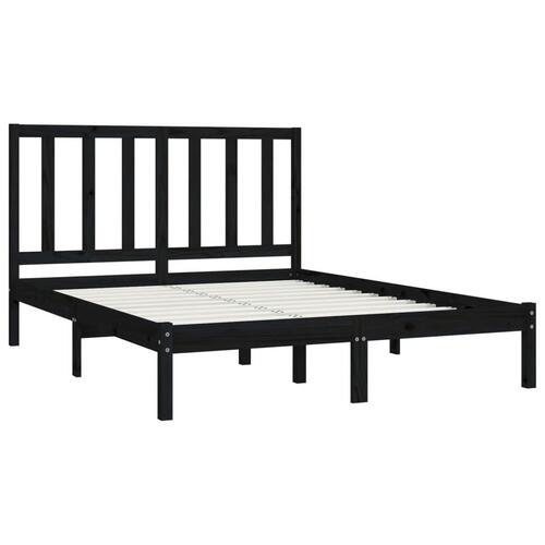 Sengeramme 140x190 cm massivt fyrretræ sort
