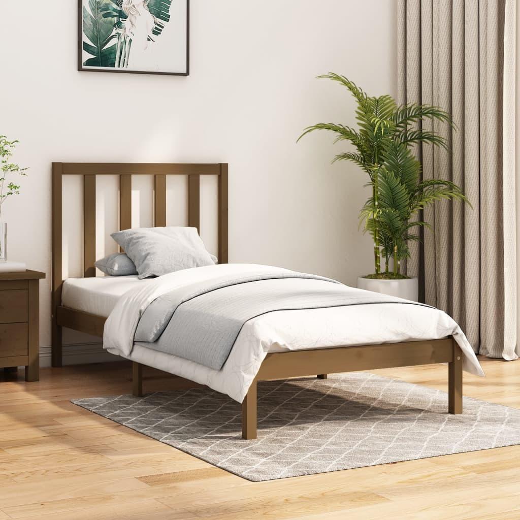 Sengeramme 100x200 cm massivt fyrretræ gyldenbrun