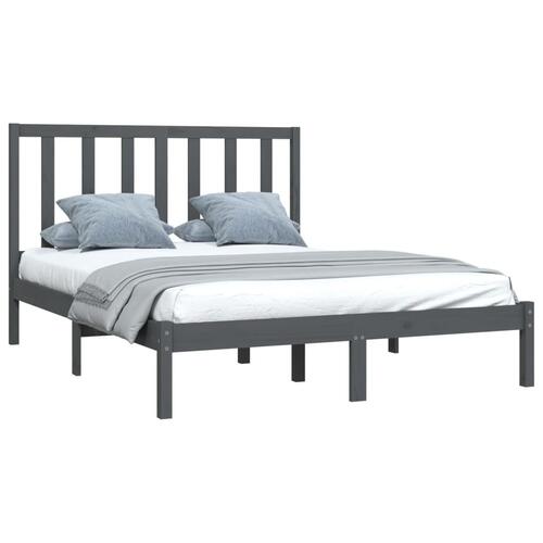 Sengeramme 150x200 cm King Size massivt fyrretræ grå