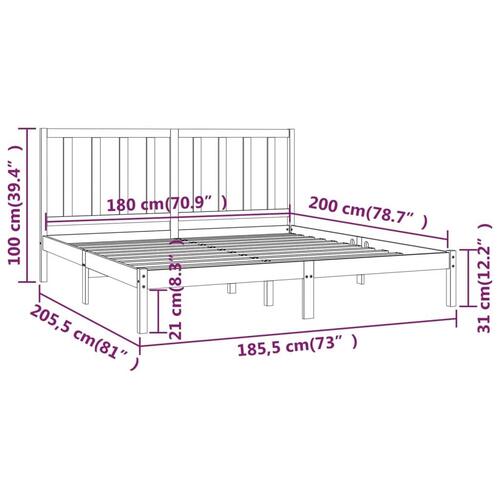 Sengeramme 180x200 cm Super King massivt fyrretræ hvid