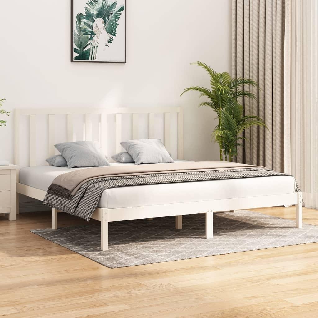 Sengeramme 200x200 cm massivt fyrretræ hvid