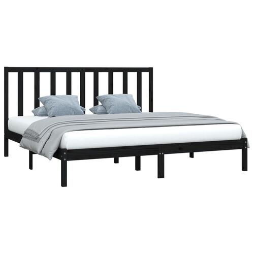 Sengeramme 200x200 cm massivt fyrretræ sort